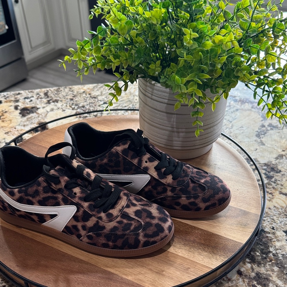 Dolce Vita Animal Print Sneakers with Black and White